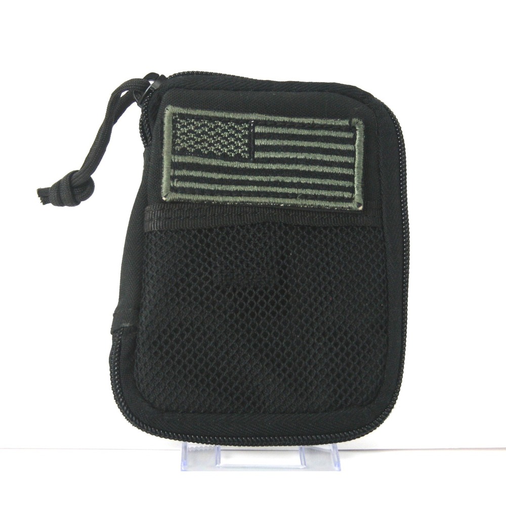Voodoo Tactical EDC Pocket Organizer Black MOLLE Pouch American Flag Patch